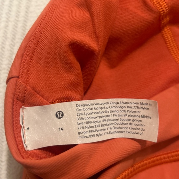 orange Lululemon bra size 14 - Picture 2 of 3